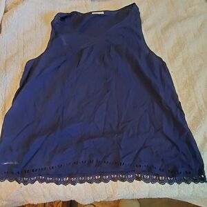 Modcloth Blue Sleeveless Tank Top with Lace Trim
